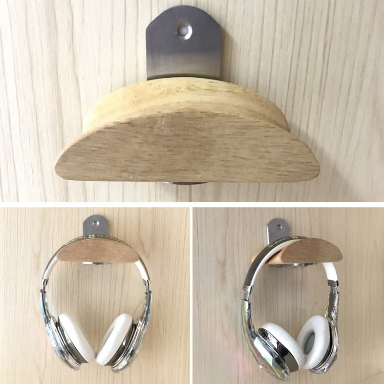 Solid Wood Wall-Mounted Headphone Holder