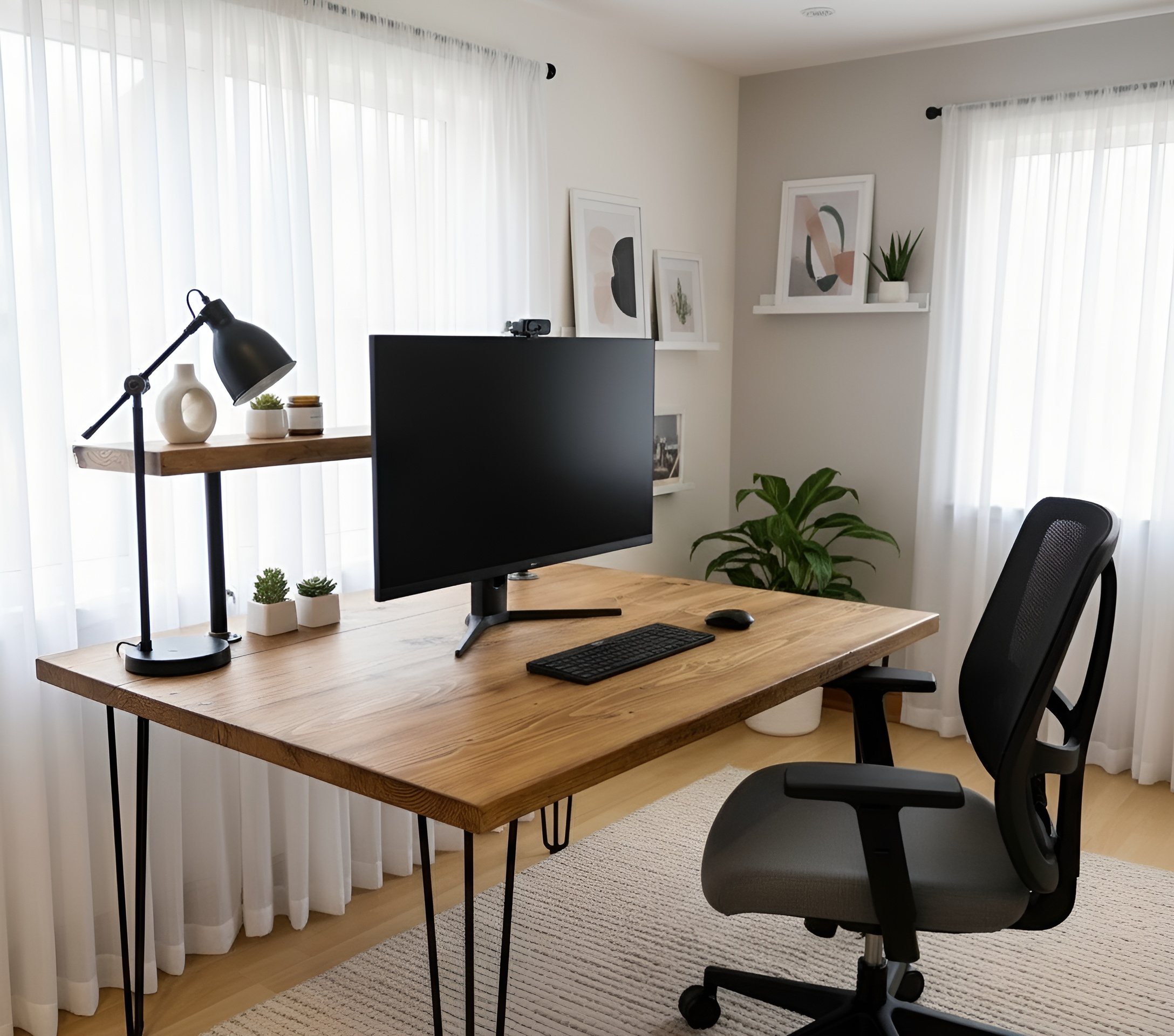 Handcrafted Wooden Study Desk with Shelf & Hairpin Legs - Various Finishes