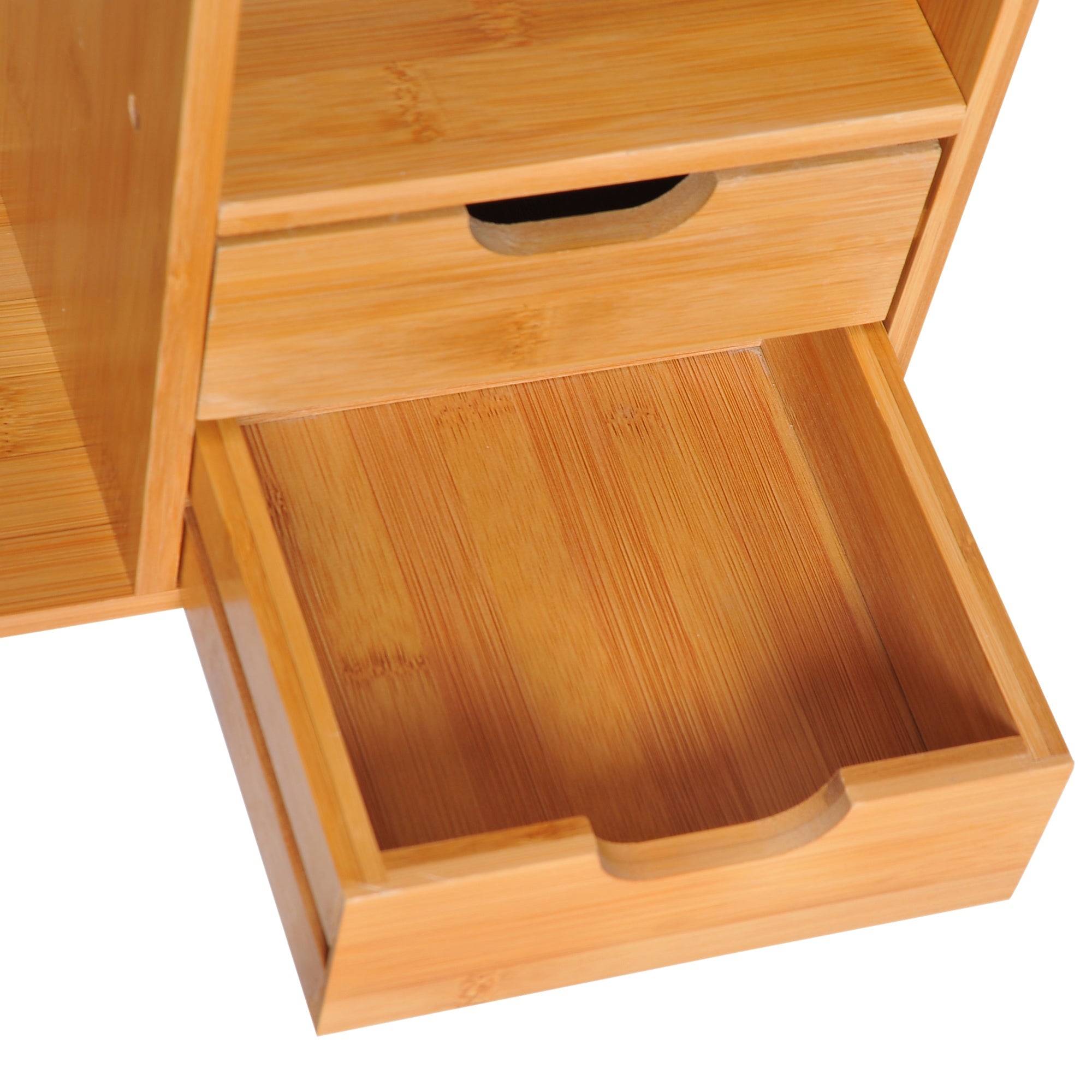 Bamboo Desktop Bookshelf Organiser with 2 Drawers