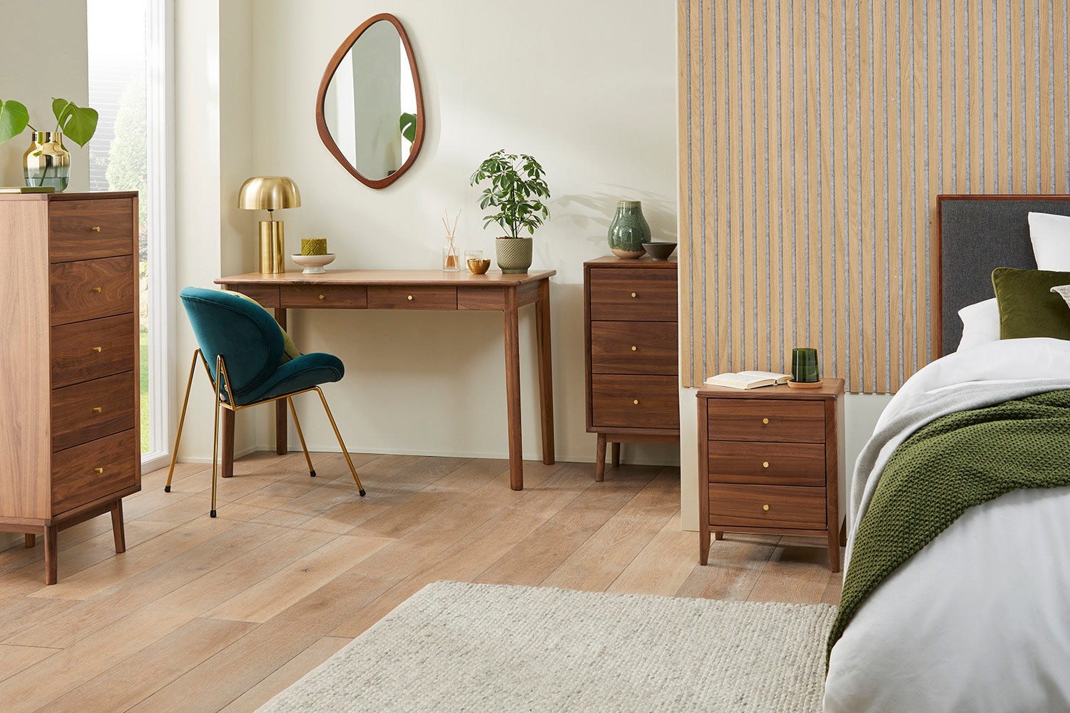 Walnut Writing Desk with Drawers