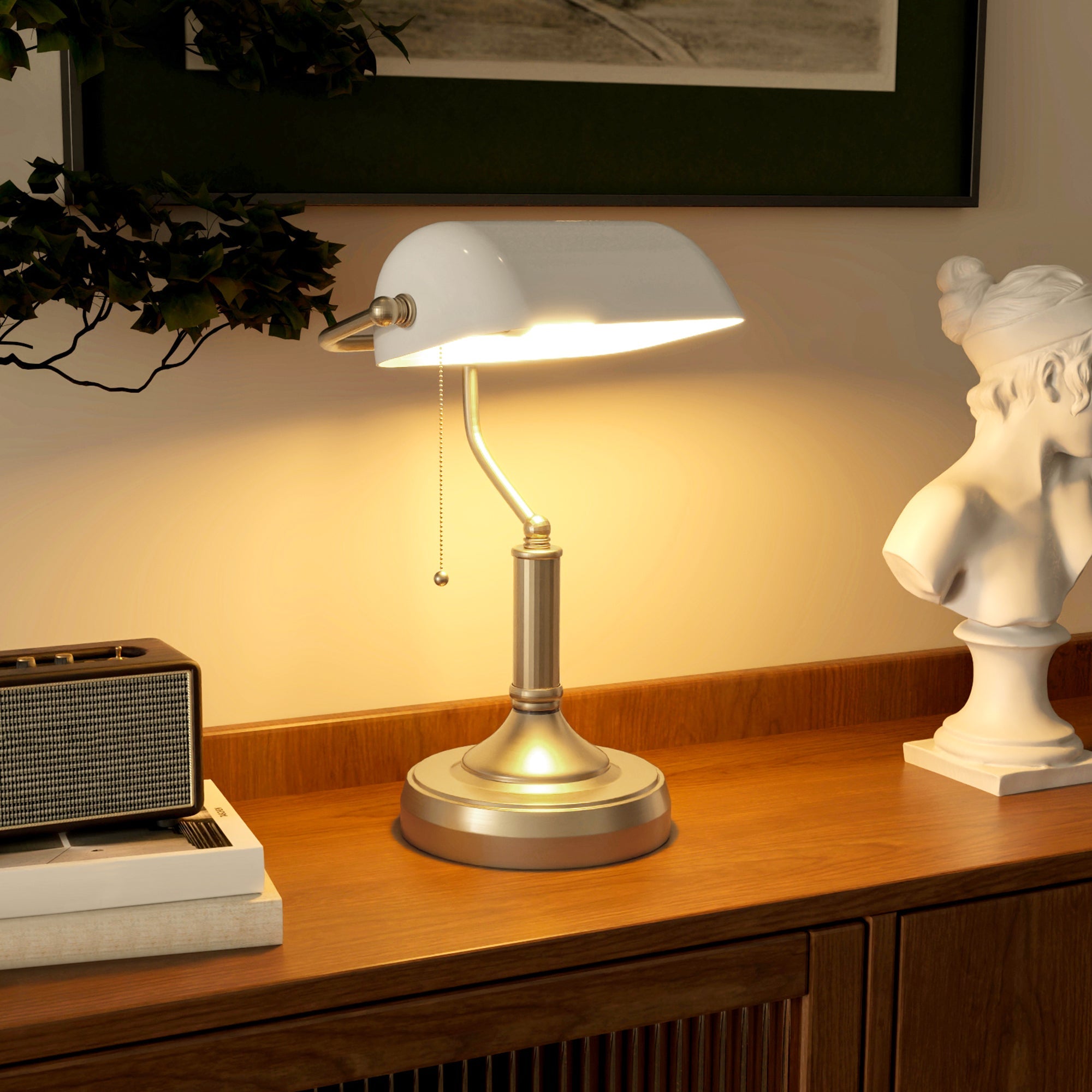 Banker's Desk Lamp - White