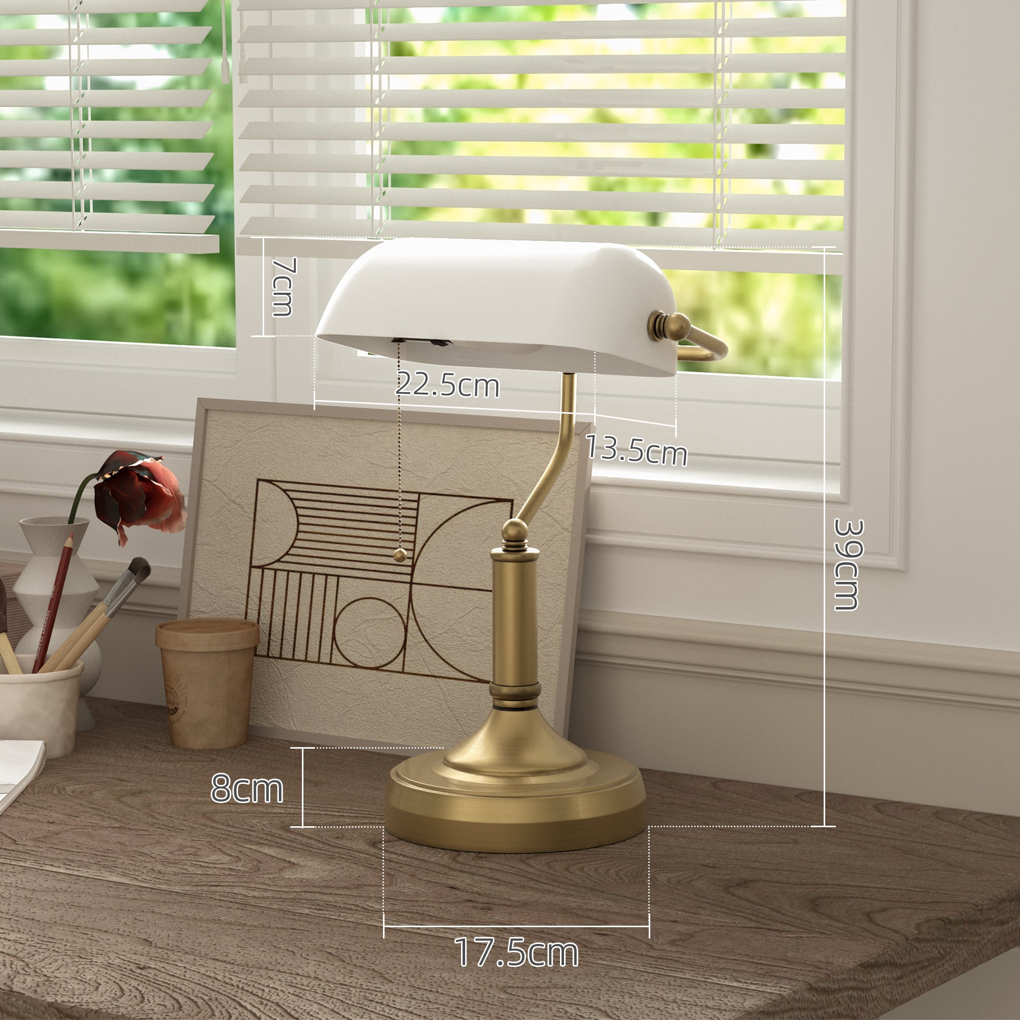 Banker's Desk Lamp - White