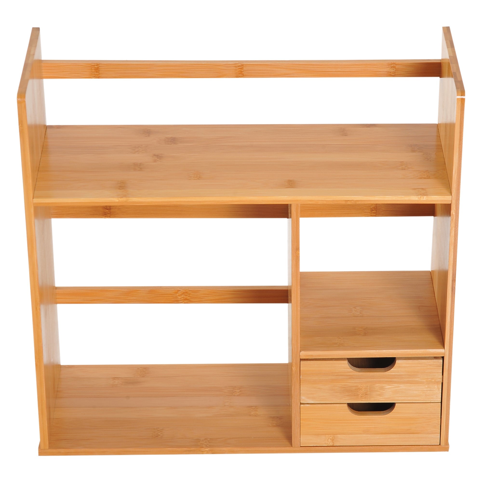Bamboo Desktop Bookshelf Organiser with 2 Drawers