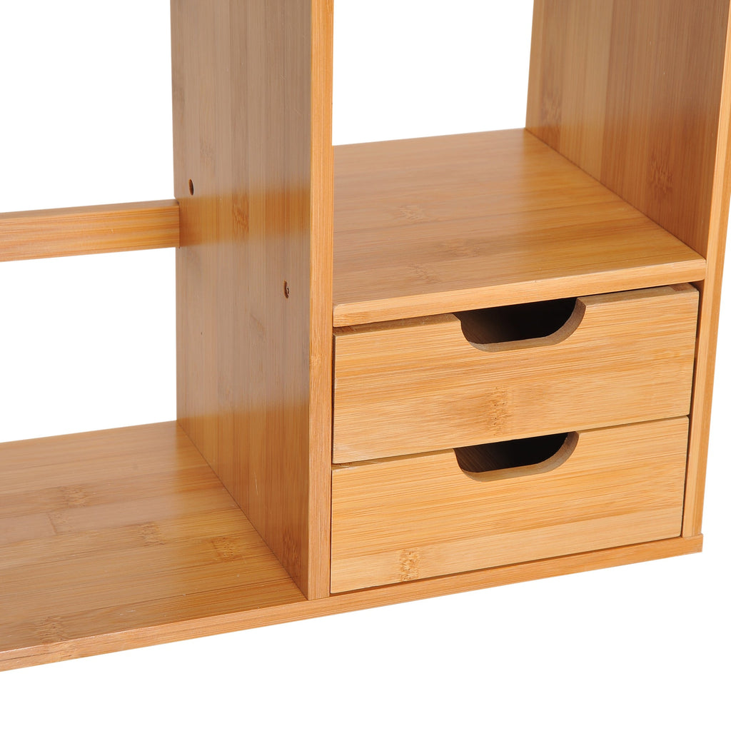 Bamboo Desktop Bookshelf Organiser with 2 Drawers